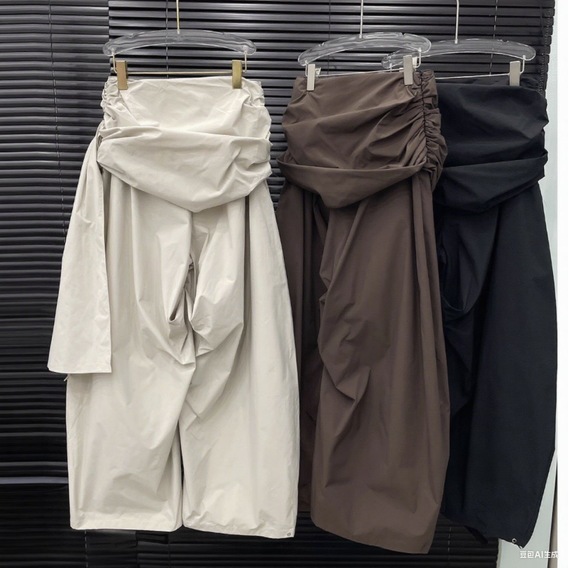 Eam Studio 2026 Spring New Vintage Ribbon Patchwork Loose Casual Pants Women's Niche Wide-Leg Trousers