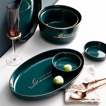 Kumagaya group Nordic style ceramic Western Phnom Penh bowl plate Steak fish plate Rice bowl Household net red tableware set