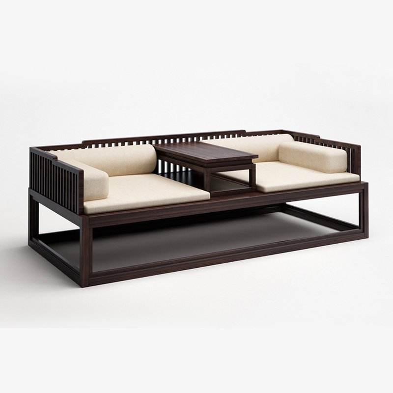 Zen New Chinese Sofa Living Room Combination Solid Wood Simple Modern Royal Concubine Arhat Bed Tea House Hotel Club Furniture