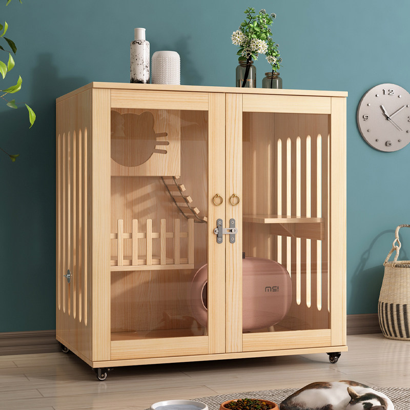 Cat Villa Luxury Solid Wood Cat Cage Home Super Free Space Cat House Cat House Cat House Cat House Pet Cat Nest