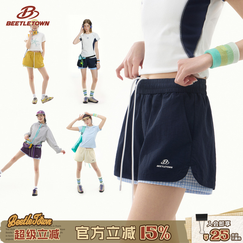 Beetle Town Outdoor Two-In-One Three-Quarter Sports Shorts for Women, Summer 2026 New Quick-Drying Anti-Exposure Pants