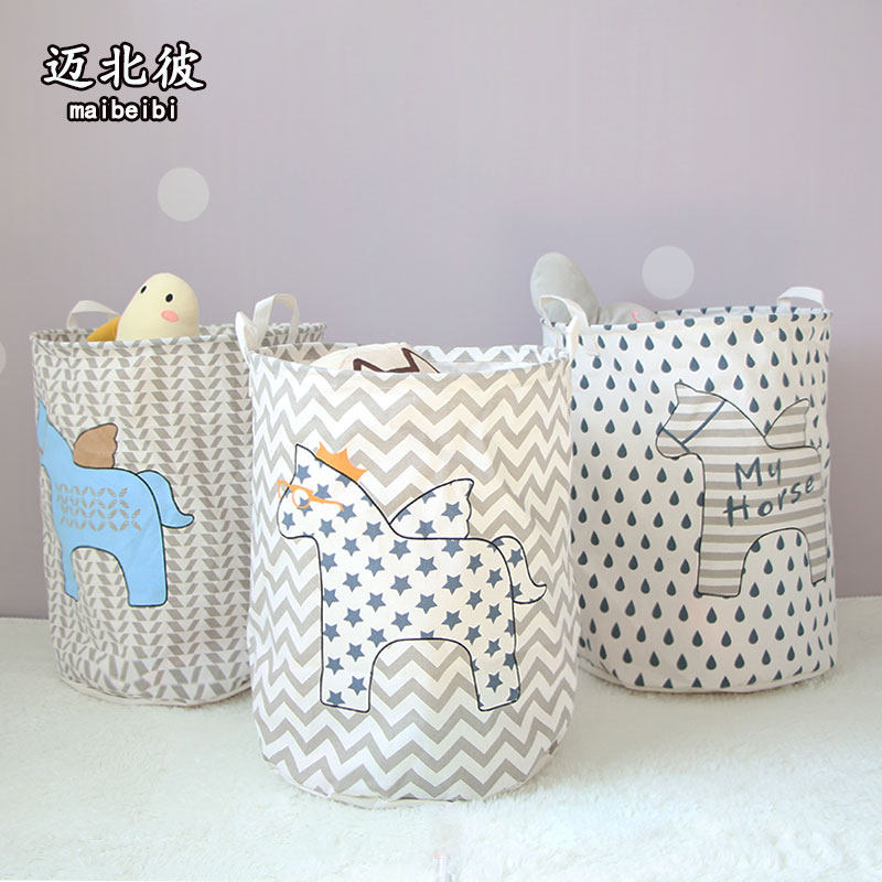 Maibei PeNordic Wins Wind Children's Toy Containing Bucket Home Cloth Art Dirty Laundry Basket Cartoon Clothing Containing Basket