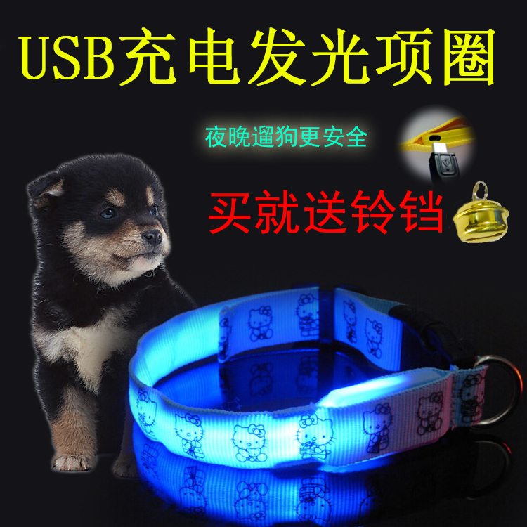USB Charging LED Luminous Pet Luminous Teddy Small Dog Medium Dog Large Dog LED Golden Fur Dog Item Ring