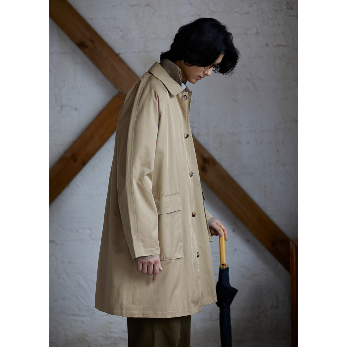 Kurokawa Kurokawa waterproof function windbreaker Japanese Balmacan medium long retro jacket