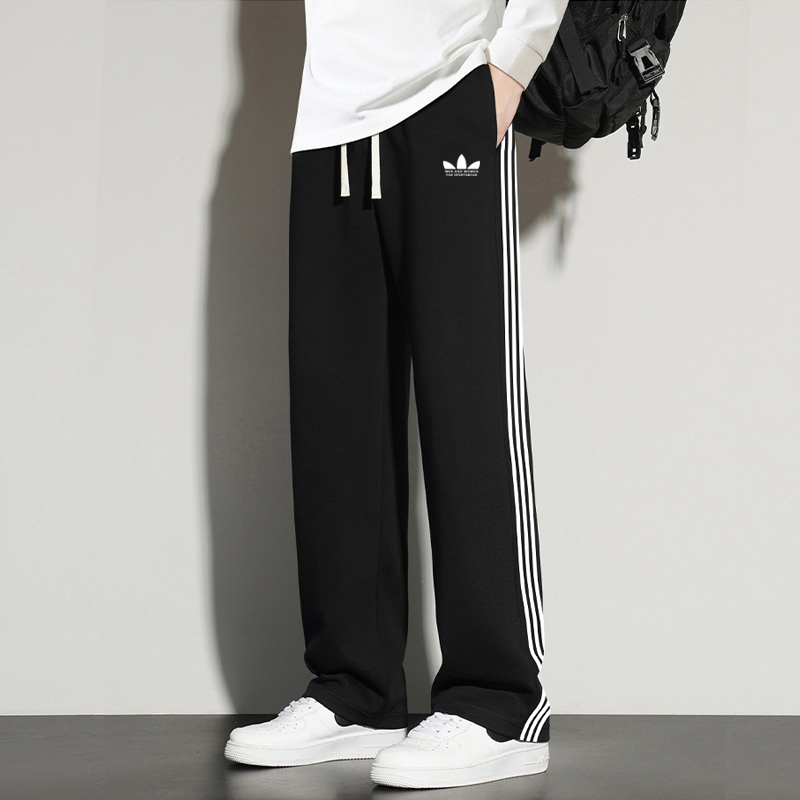 Sports Clover Sweatpants for Men and Women, Autumn and Winter Fleece-Lined Loose Casual Pants, Pure Cotton Straight-Leg Three-Stripe Couple Sports Pants Sports Clover Sweatpants for Men and Women, Autumn and Winter Fleece-Lined Loose Casual Pants, Pure Cotton Straight-Leg Three-Stripe Couple Sports Pants