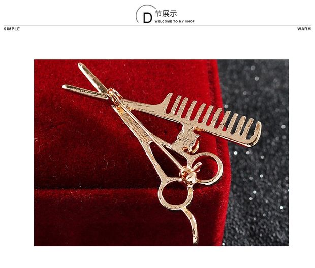 Kéo cắt tóc lược rhinestone trâm nhỏ huy hiệu huy hiệu hoa tinh tế nam nữ làm tóc phụ kiện đặc biệt - Trâm cài ghim cài áo cao cấp