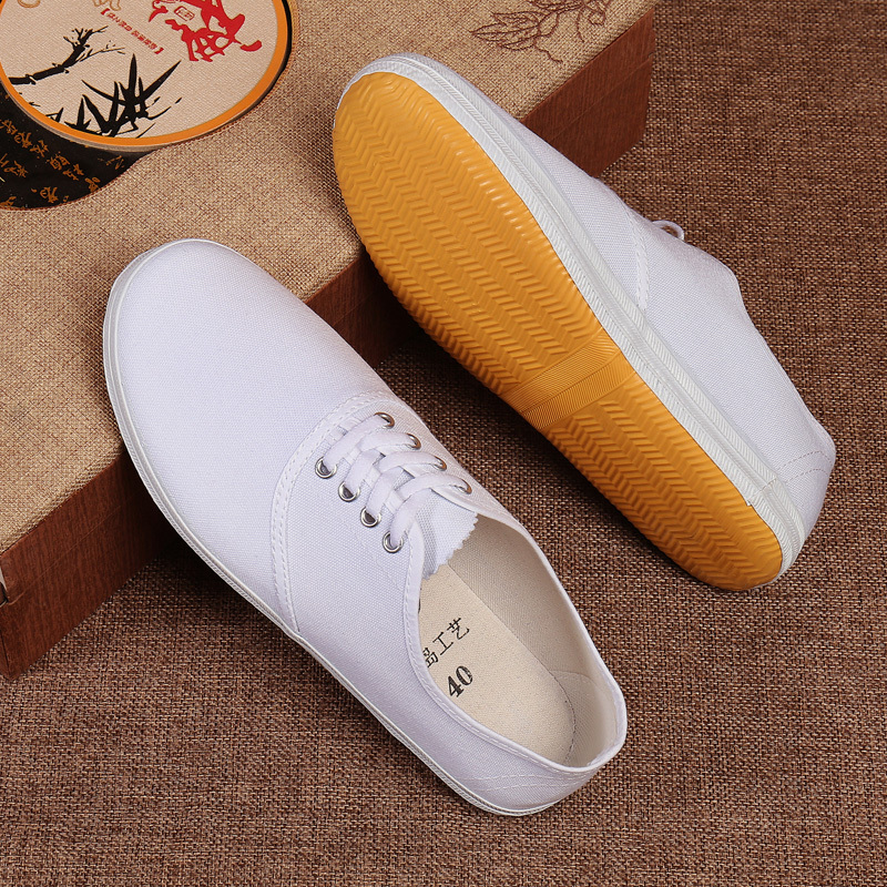 White Mesh Shoes, White Sneakers, School Gymnastics Performance Special Dance Shoes, Lace-Up White Shoes, Men's and Women's Casual Nurse Shoes