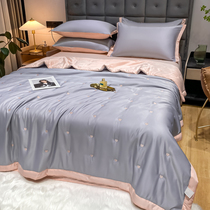 Summer quilted by wide side caring section ice silk summer cool by washed genuine silk air conditioning by four pieces of summer cool-feeling silk slip quilt