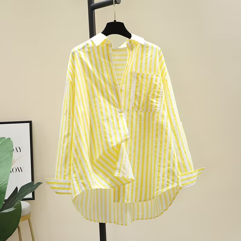Red Striped Shirt for Women 2025 New Korean Style Loose Casual Design Niche Shirt Long-Sleeved Sun Protection Clothing Red Striped Shirt for Women 2025 New Korean Style Loose Casual Design Niche Shirt Long-Sleeved Sun Protection Clothing