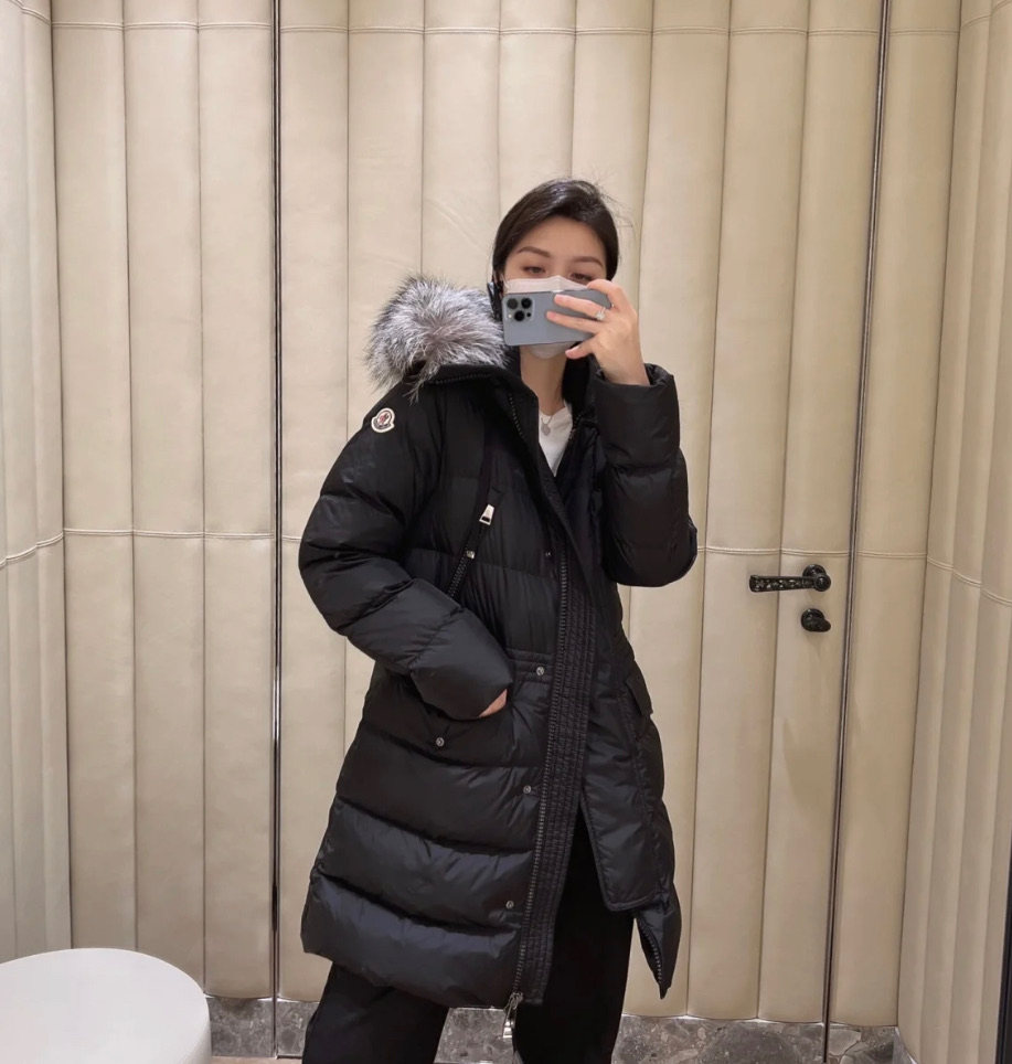 European Moncler Mongolian APHROTI women's down jacket hooded waist fox fur hooded jacket