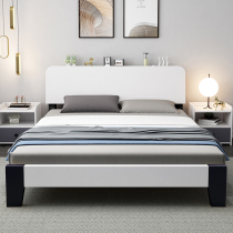 Solid wood bed modern minimalist 15m household double bed master bedroom 12m rental flat single bed bed frame