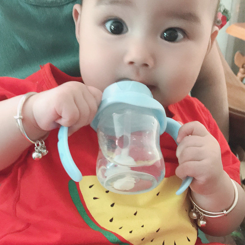 Newborn Baby Mini PP Plastic Small Milk Bottle Silicone Pacifier Baby Drink Water Leakage Anti-Fall Juice Bottle 60ml 