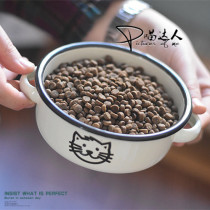 Cat face enamel enamel cat bowl cat food basin water bowl binaural cat bowl cat canned dishes pet food basin water bowl