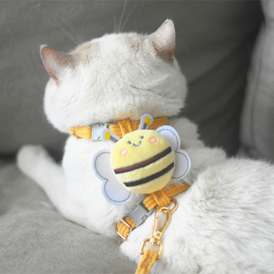 [猫咪溜猫绳子防脱英短不勒猫可调节可爱小蜜蜂胸抱婴袋狗宠物牵引绳]