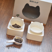 Cat oblique mouth bowl Cat ear bowl 180 degree magnet adjustable oblique mouth anti-choking bowl Dog bowl Dog bowl Cat food bowl Food spoon