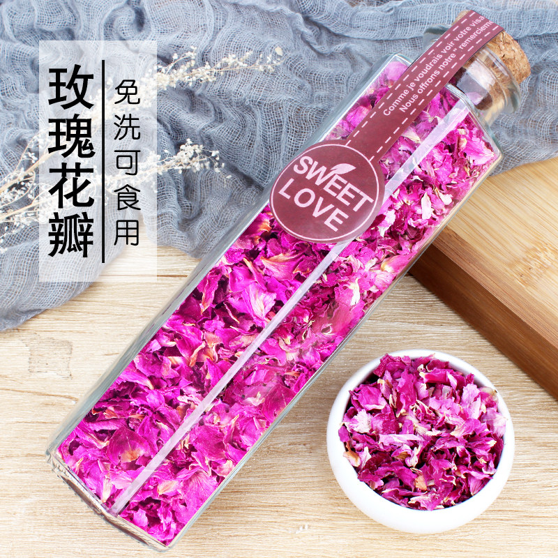 Edible flat clingy petals red rose dry petal flower tea fresh enzyme baking to make colla butter pastry rose vinegar sauce