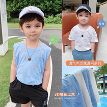 Boy Vest Exterior Wearing Tide New Children Summer Dress Cool T-shirt Sleeveless Soft Hooded Baby Blouse