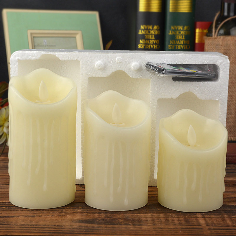 Remote control charging battery candle Amazon Three sets of wedding celebration electronic led lead path 10 Key rocking paraffin candle