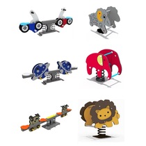 Park community outdoor rocking horse PE board seesaw kindergarten children cartoon animal double spring rocker