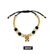 MASTER drawstring gold-plated arrow-studded obsidian adjustable bracelet couples hip-hop wild accessories