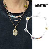 MASTER original national tide butterfly letter small Daisy titanium steel necklace for men and women hip hop trend Joker neck bone chain