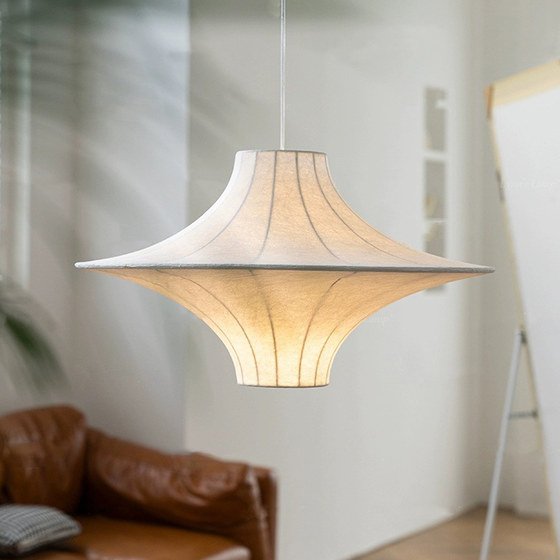 French-Style Vintage Ufo Silk Ceiling Lamp Chandelier Designer Model Japanese Wabi-Sabi Style Living Room Dining Room Bedroom Lighting Fixtures