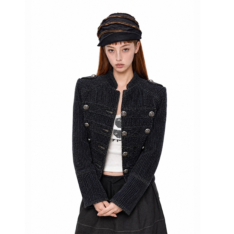 Autumn Early Autumn Old Money Style Short Denim Napoleon Jacket for Women 2026 New Workwear Jacket Spring and Autumn Trend