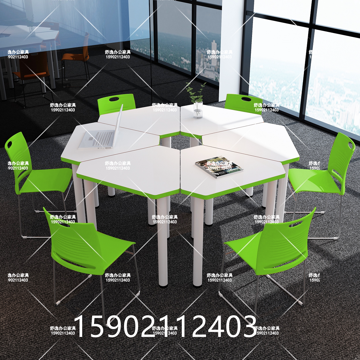 Creative Conference Activity Room Tables and ChairsHexagonal Group Counseling Desks Library Desks Primary School Students Reading Room Tables and Chairs