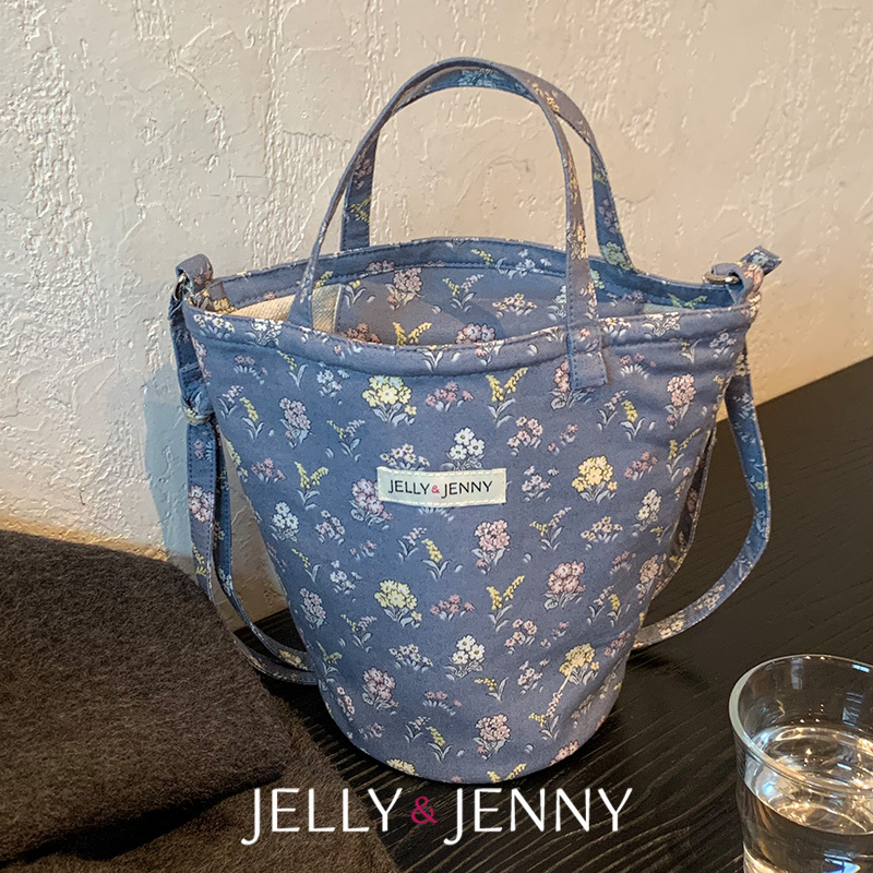 Kensington Garden Blue-Gray Niche Hand-Held Bucket Bag Single Shoulder Crossbody Small Bag Liberty Leizengbi Cotton B43
