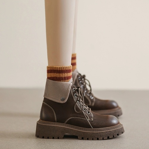 Martens, универсальные демисезонные ретро утепленные короткие сапоги в английском стиле, 2022 года, в британском стиле