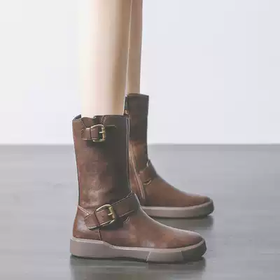 Student Martin boots female spring and autumn single boots Joker New 2021 early autumn platform short boots female side zipper