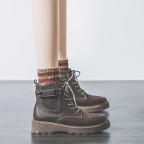 Autumn and winter 2021 all-match new retro Martin boots womens British style thick-soled Brown fashion trend short boots
