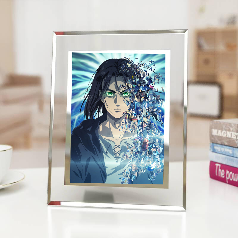 Attack on Titan Crystal Glass Photo Frame Eren Mikasa Levi Anime Merchandise Dormitory Desk Display Attack on Titan Crystal Glass Photo Frame Eren Mikasa Levi Anime Merchandise Dormitory Desk Display
