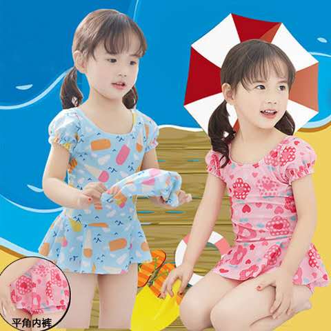 2021 New 2 girls children swimsuit 3 girls baby 4 infants 5 conjoined flat angle 6 swimsuit 7 years old wear