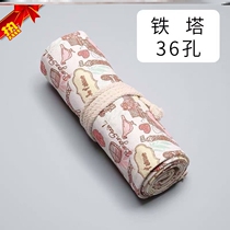 Handmade Canvas Rolls pens Lottery pencil curtain 48 holes Sketch Pen bag Canvas Bag Handmade Canvas Pencil bag Large capacity