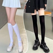White Silk Day Ensemble Long Silo Socks Jk Black Silk Socks Female Summer White Students Thin Silk Socks Over Kneecap Original Juku