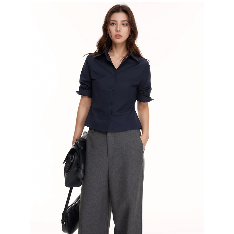 [in Stock] Heyabc Siren Style Workplace High-Sense of Style Five-Quarter Sleeve Shirt with Adjustable Waist for Commuting