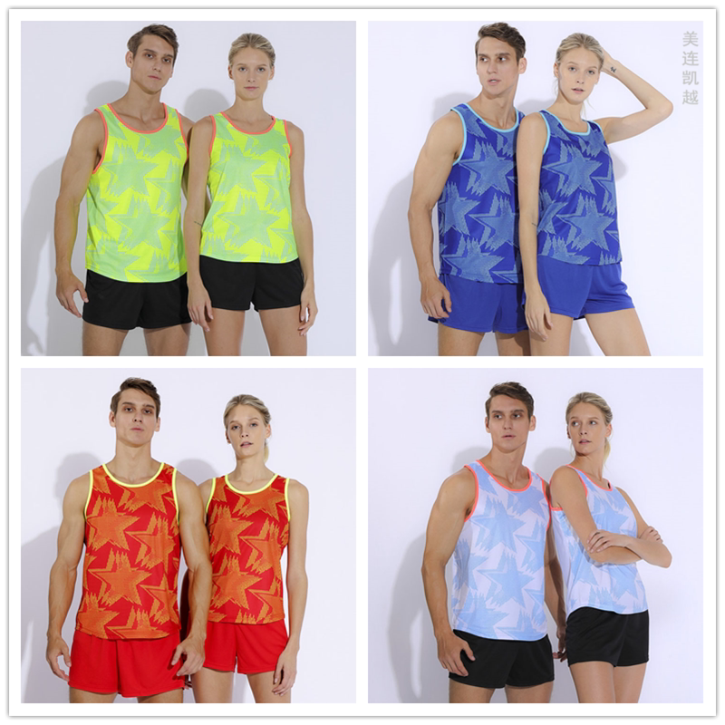 Training track and field suit vest shorts marathon running speed race sports team suit for male and female students