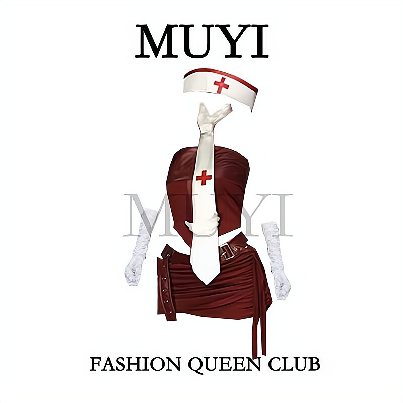 Muyi Original Bar Halloween Party Burgundy Stage Costume Female Group Gogo Sexy Cosplay Nurse Performance Costume