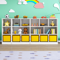 Childrens solid wood bookshelf living room toy storage box baby picture book locker floor rack student short bookcase