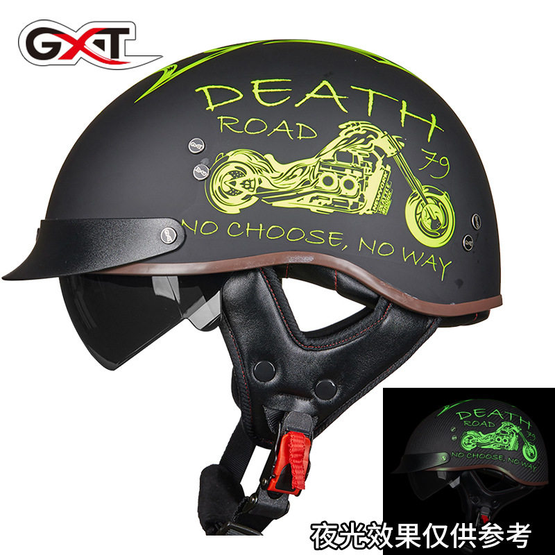 GXT Motorcycle Helmet Men's Summer Harehalf Armor Retro Women Electric Car Locomotive Light Poop Lads MT-4-Taobao