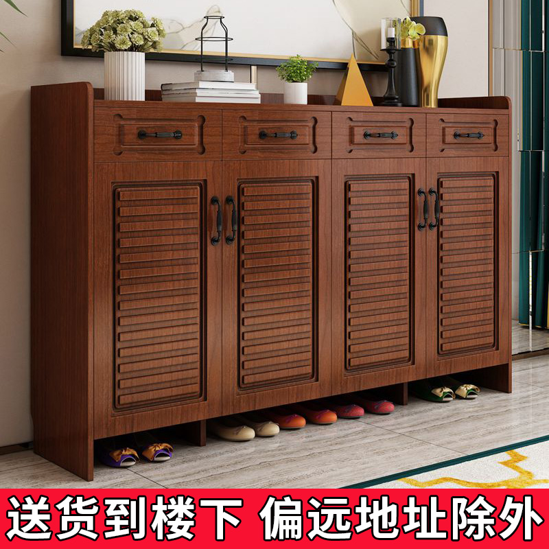 Solid wood color shoe cabinet modern simple porch hall cabinet white simple shoe cabinet large capacity balcony living room storage cabinet