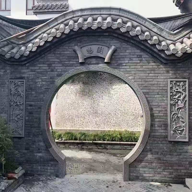 Moon door brick carved round door brick curved door carved curved door of the ancient quartet arch decorated relief