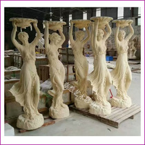 Jiahui Sandstone Glass Fiber Reinforced Plastic Relief Mural Villa Garden Landscape Sculpture Decorative Figure Round Carving Pot Girl