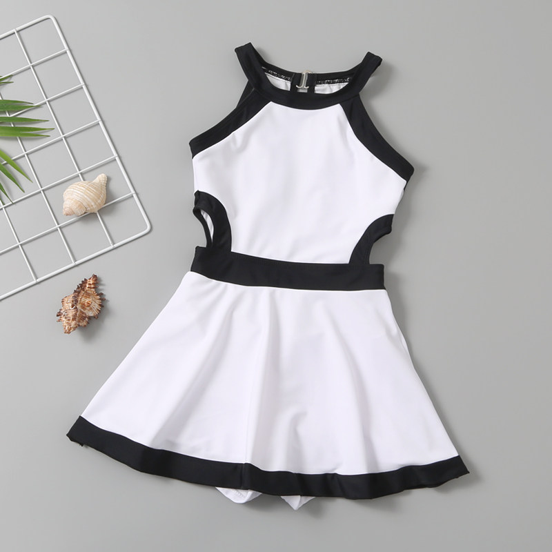 Children's swimsuit girls 2022 swimsuit one-piece white princess skirt style small, medium and large children's students girls swimwear