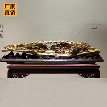 Agarwood carving landscape flowers and birds solid wood carving process decoration decoration living room porch Buddha statue cliff Rosewood root carving