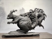 Shen wood mahogany wood wood carving craft figure animal squirrel living room entrance Hotel will break root carving ornaments