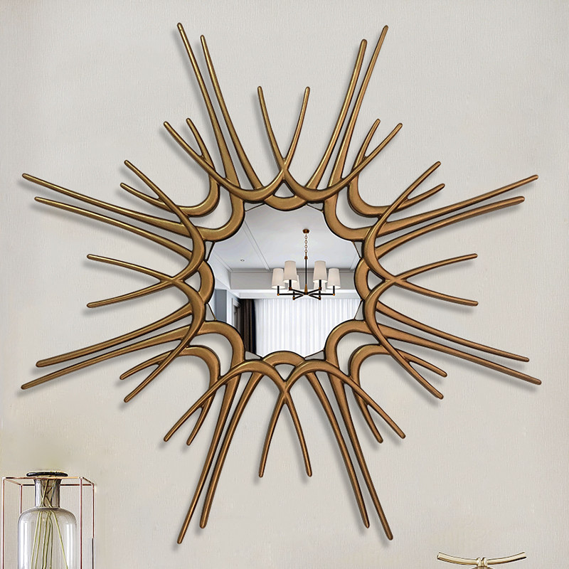 Postmodern creative sunshaped dining side mirror wall Mirror Wall closed mirror Fireplace Mirror Sofa background Wall Decorative Mirror