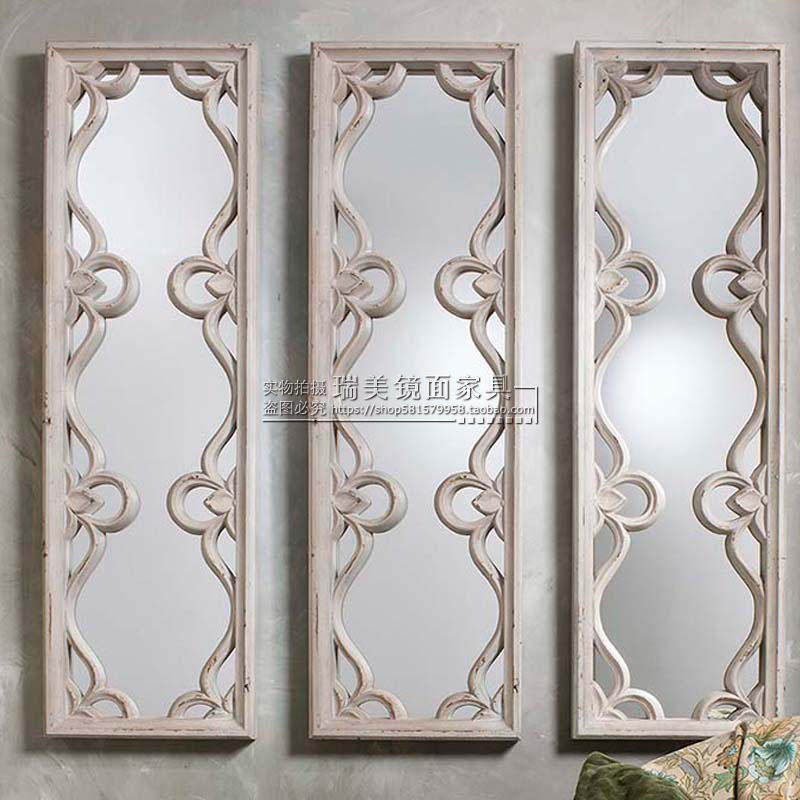 Three-piece combination of old features decorative mirror Art mirror Simple modern fireplace mirror Entrance mirror Living room dining table Wall hanging