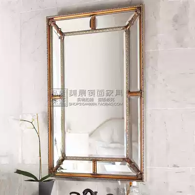 European imitation gold decorative mirror square wall porch mirror wall decoration hanging mirror fireplace mirror Beauty Mirror dressing full body Mirror